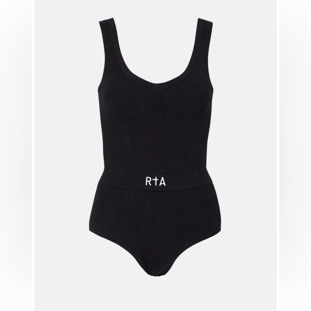 RtA Skin Aileene Bodysuit Black S NWT Sculpting Logo Stretch Cotton